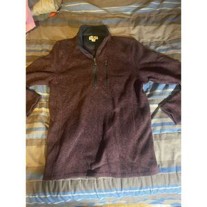 Woolrich Men's Medium Long Sleeve Quarter 1/4 Zip Sweater Burgundy‎ Fleece